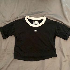 Adidas Black Crop Top White Collar Size UK 8
